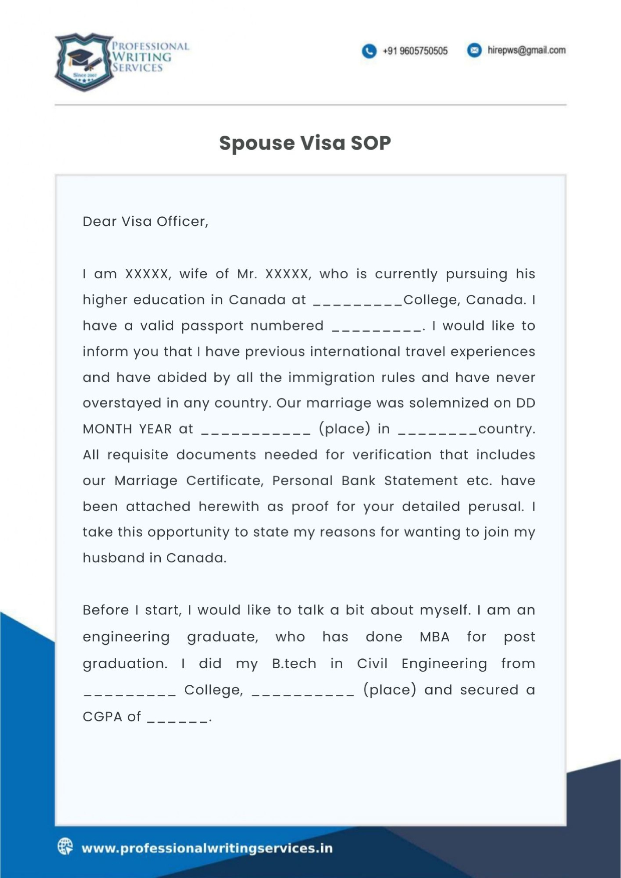 SOP For Spouse Visa Canada | Sample PDF and Format - 2023