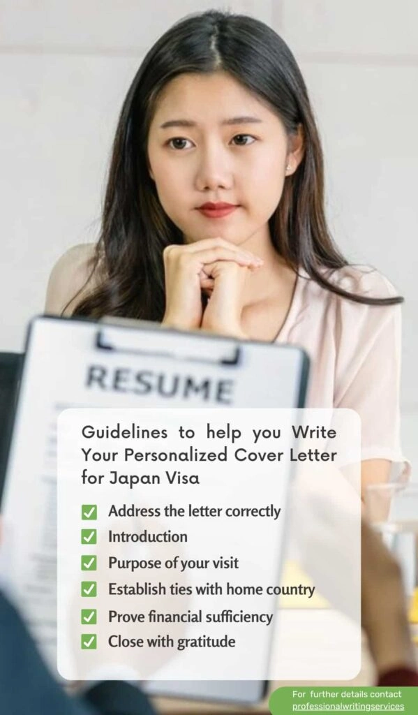 cover letter for japan visa