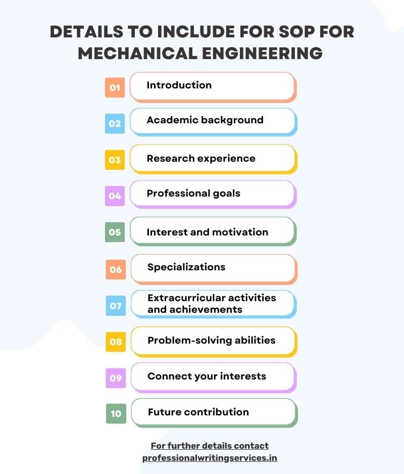 sop for mechanical engineering - requirements